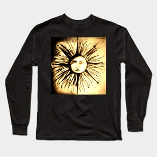 op art sun face astrology stars deco man in moon art Long Sleeve T-Shirt